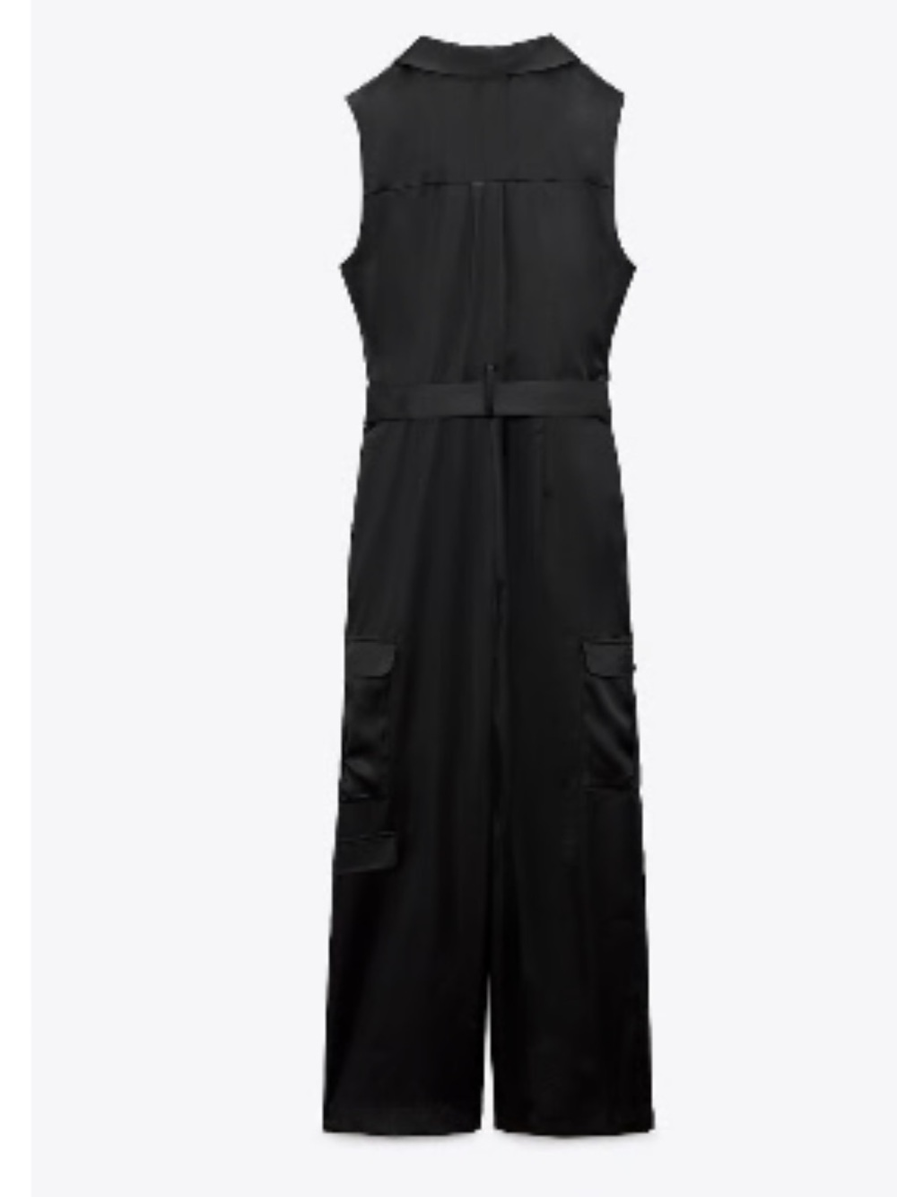 Zara Satin Effect Cargo Jumpsuit in black size xs (missing the belt) - Picture 2 of 12